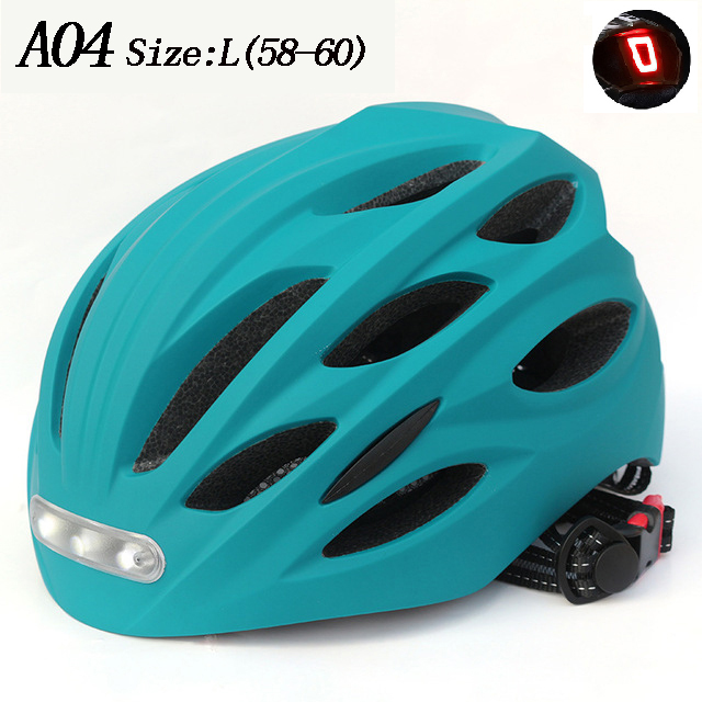 Led-Licht Fietshelm Ultralight Eps + Pc Cover Mtb Racefiets Helm Integraal Mold Fietshelm Unisex veilig Rijden Cap: Blue L A04