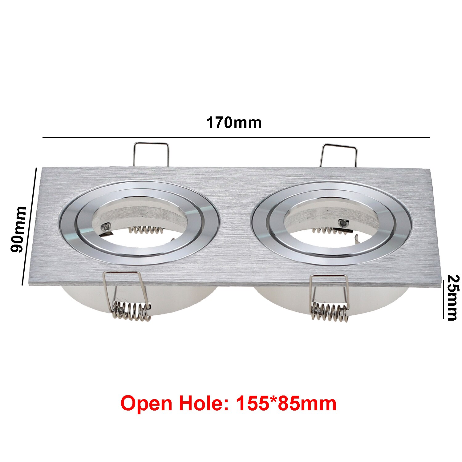 Round Square Recessed Light Spotlight LED Halogen MR16 GU10 Base Ceiling Spot Light White Black Silver Fixture Bulbs Fittings: Double Heads-Silver