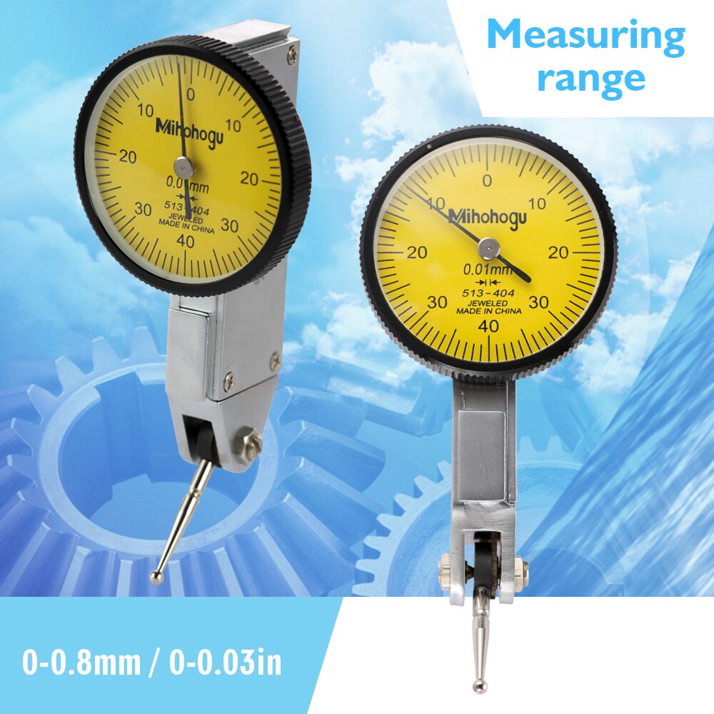 Shockproof Waterproof Leverage Dial Indicator Tool with 0.01mm Accuracy 0-0.8mm Measuring Range Dial Test Indicator