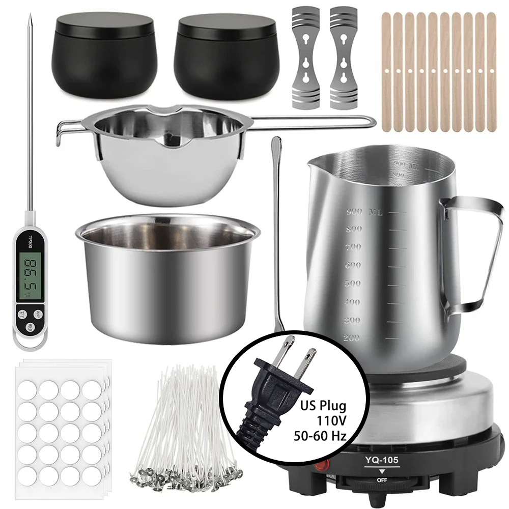 kit para hacer velas diy, placa de fusión de cera, accesorios de artículos de fabricación de velas, kit para hacer velas aromática, kit velas fabricación, mechas para velas: Caqui oscuro