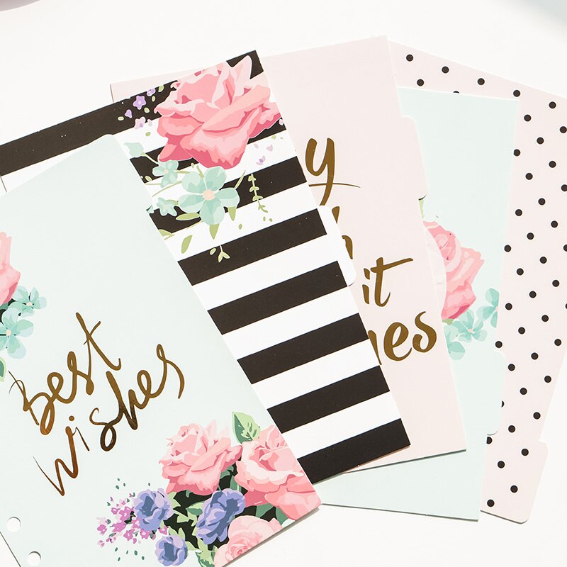 cartoon dividers set for spiral notebooks,candy 6 holes index paper for personal diary binder weekly planner A5 A6