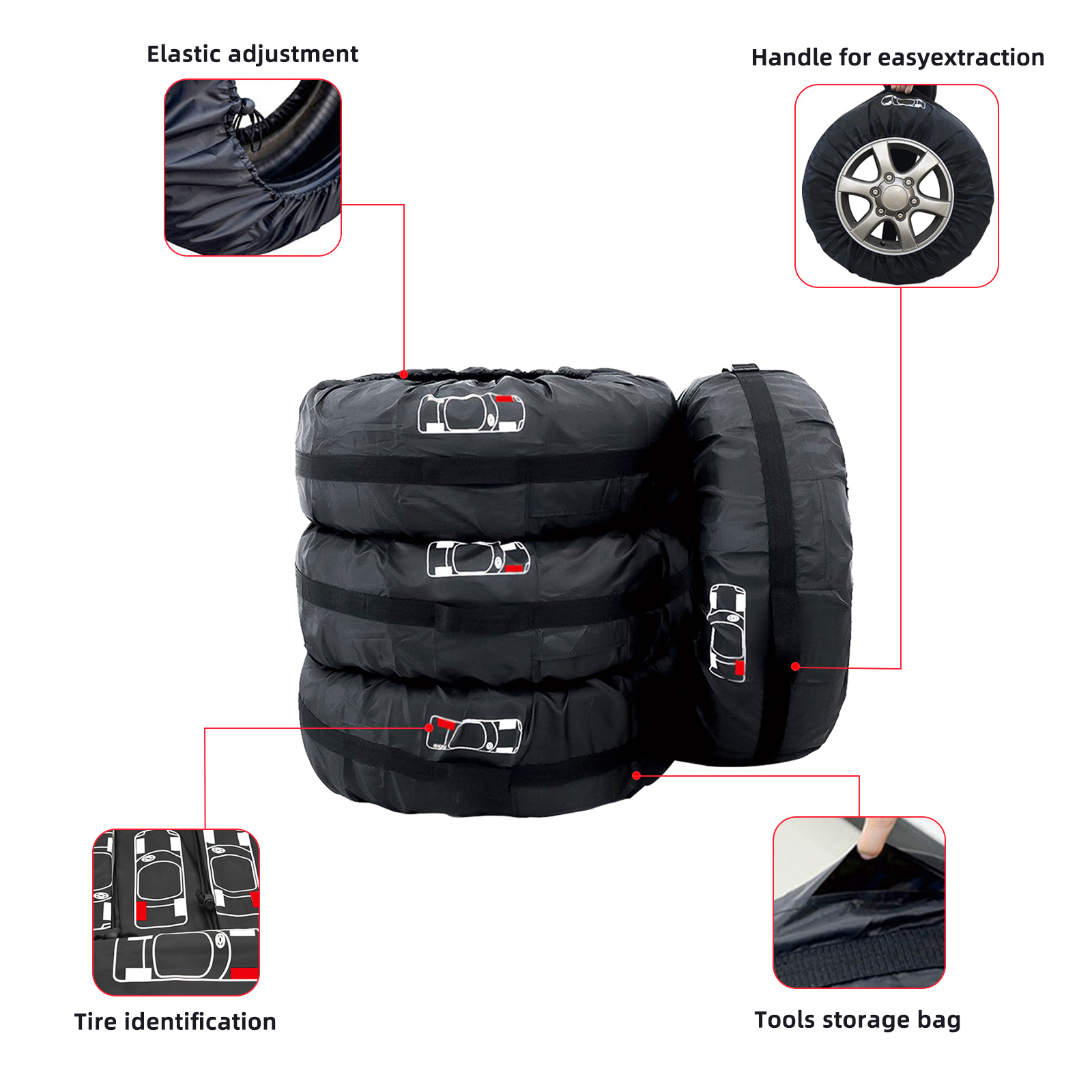 4 Teile/los Auto Reserverad Abdeckung Auto Rad Reifen Lagerung Taschen Staubdicht Schutzhülle Auto Styling Fahrzeug Reifen Zubehör
