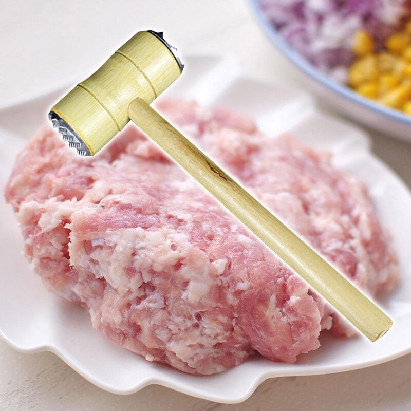 Trä dubbelsidig kött hammare kött öm hammare biff verktyg fläsk hacka hammare köksmaterial
