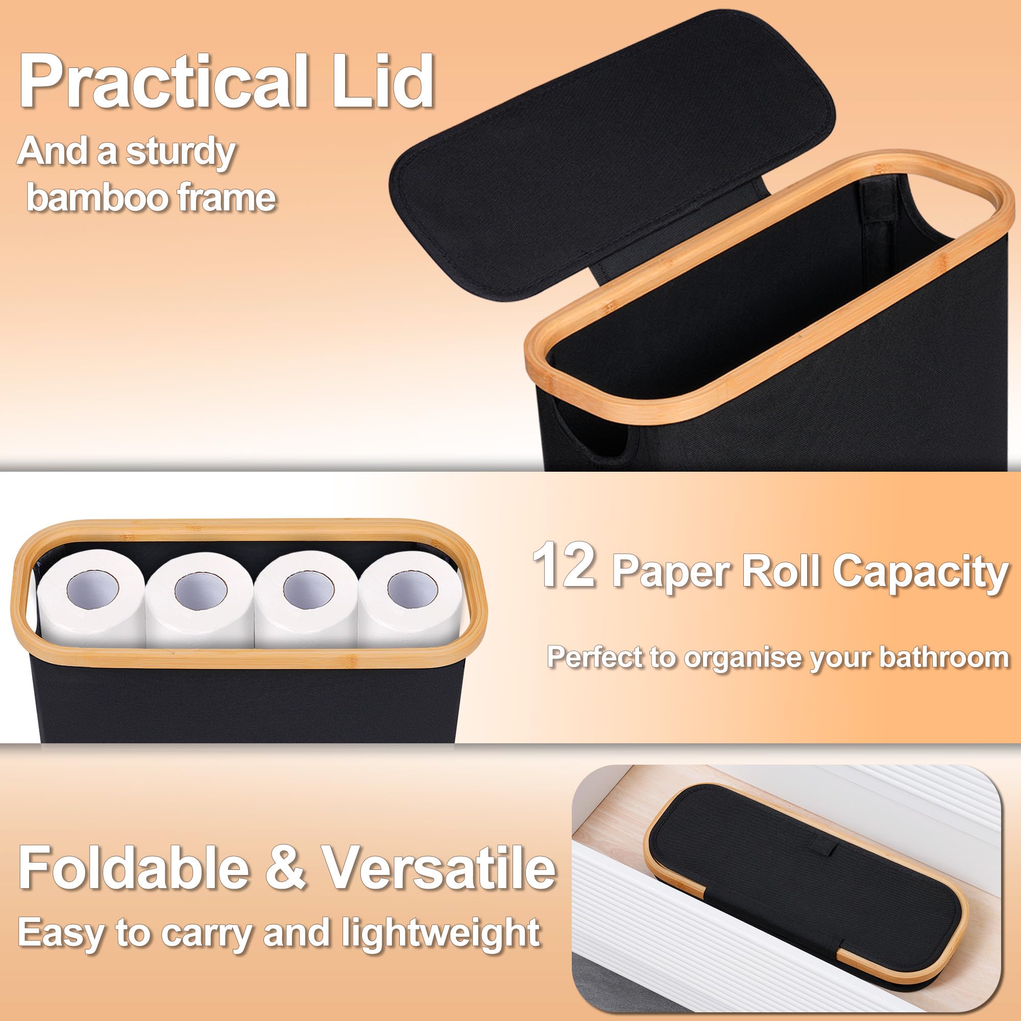 Cestino per carta igienica Porta carta igienica da 28 litri con coperchio per organizer da bagno con supporto autoportante può contenere fino a 9-12 rotoli