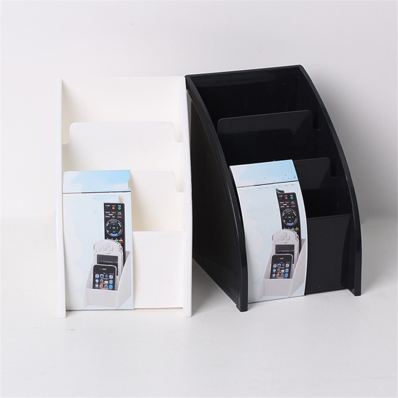 Plastic Wit/Zwart Afstandsbediening Opslag Houder Desktop Storage Case Box Organiser Mobiele Telefoon Houder Stand Home Decor
