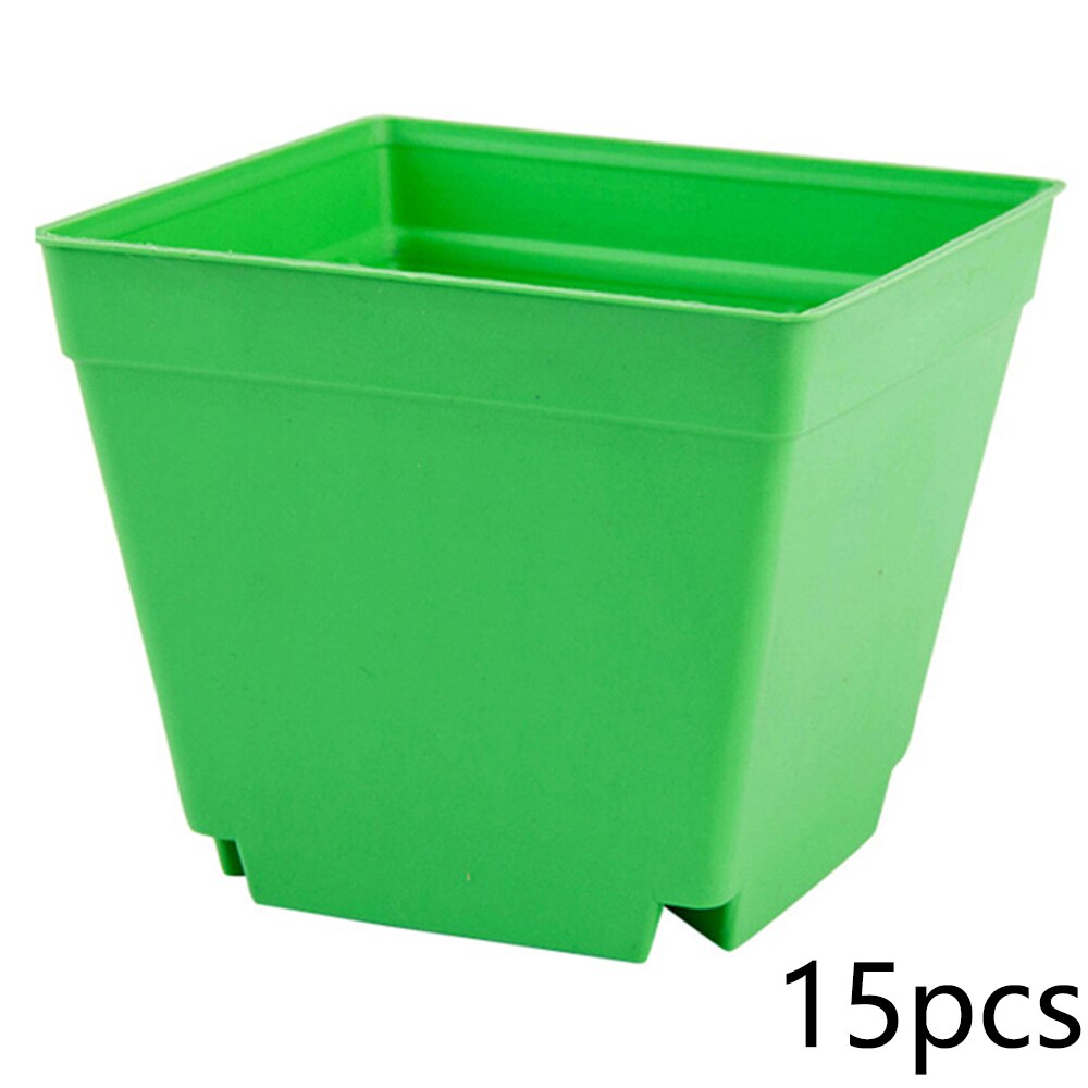 100pcs Plant Pots Small Terracotta Plastic Flower Pot Cactus Tiny Nursery Transplant Flower Pots Fall Resistant Tray Grow Box: 15pcs 10cm green