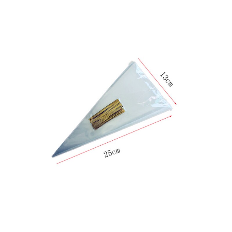 Products In Stock Transparent Triangle Bag Candy Ice Cream Cone Chocolate Popcorn Packaging Festival Party Food Baking: 13x25cm