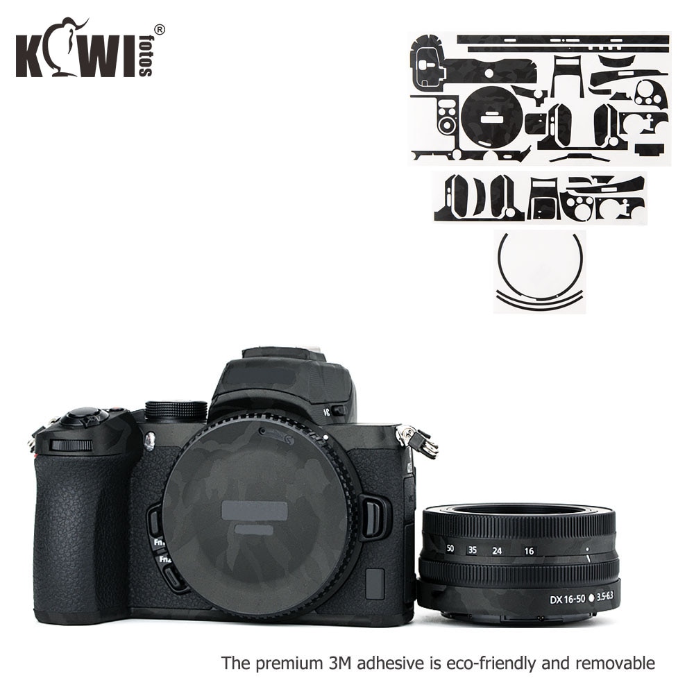 Kiwi Anti-kras Camera Body & Lens Cover Beschermende Huid Film Voor Nikon Z50 + 16-50 Mm lens Huid Shadow Zwart 3M Sticker