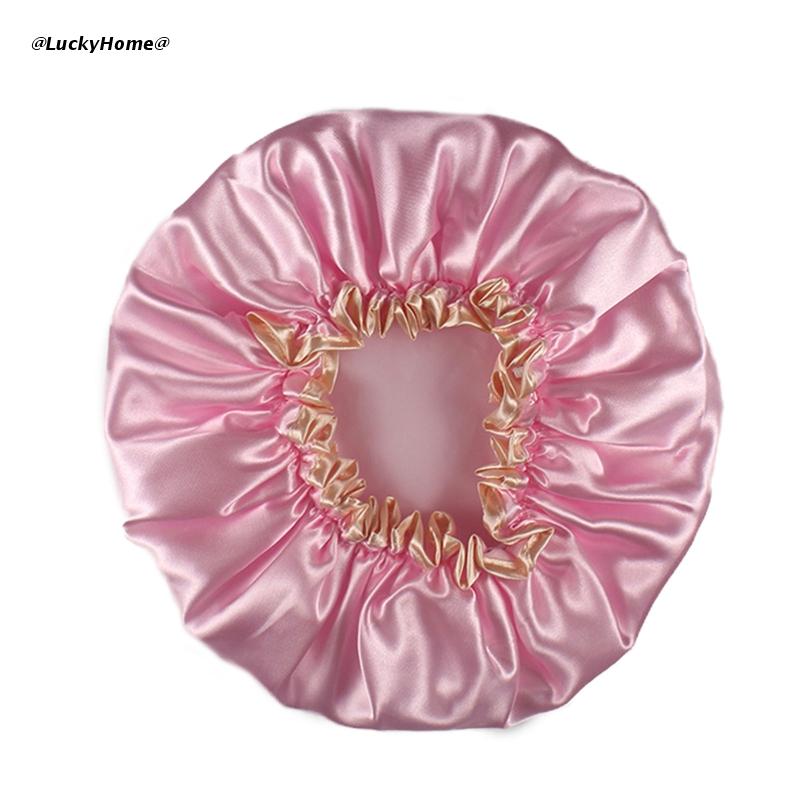 Bonnet de bain épais Double couche, imperméable, pour femmes, accessoires de salle de bain, pour voyage, Spa, hôtel, maison: Light pink