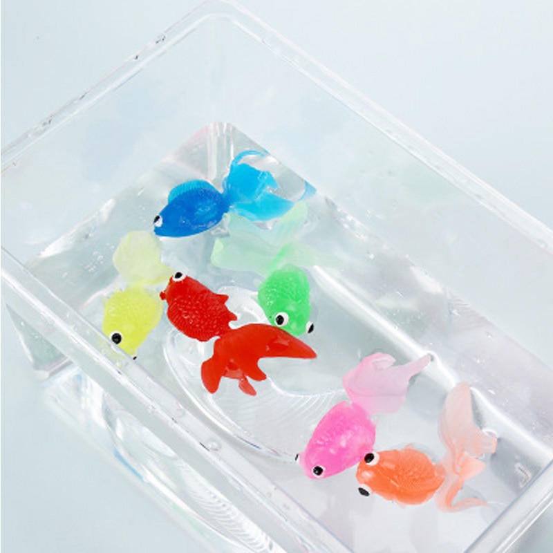 20 ピース/セット子供ソフトゴムゴールド魚ベビーお風呂の玩具ミニ金魚浴室水再生水泳ビーチおもちゃ