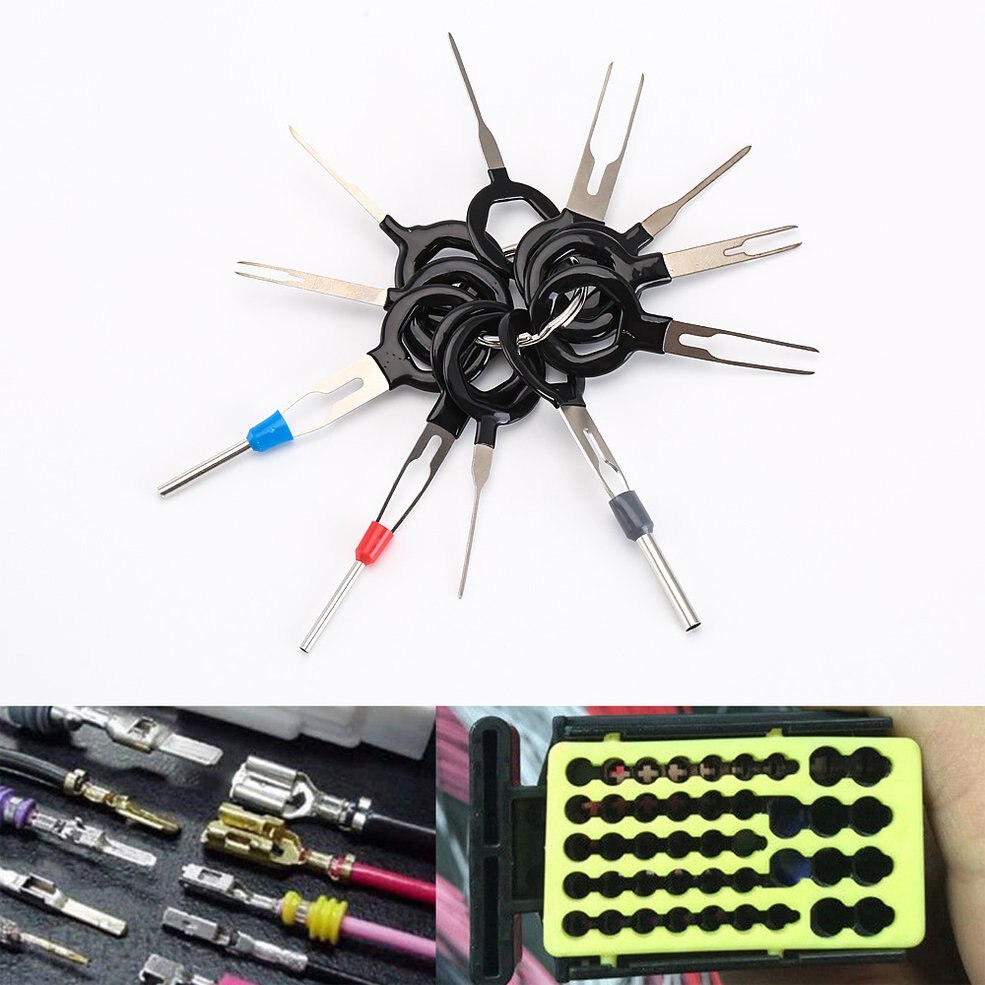 Automotive wiring harness plug terminal removal tool 11-piece push pin tool car repair tool needle remover