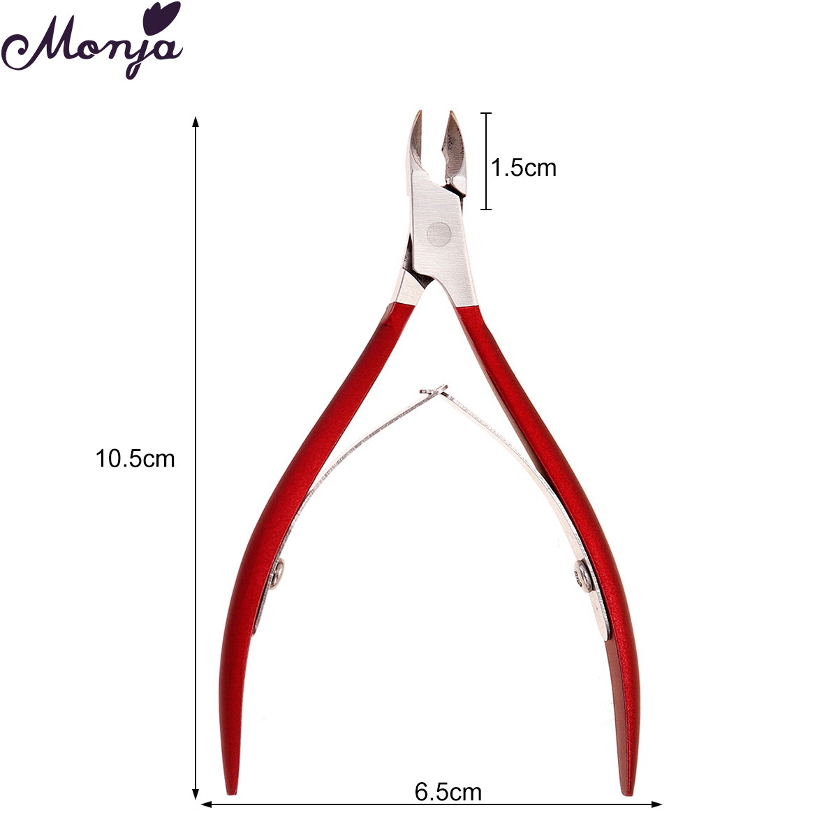 Monja Nail Art Stainless Steel Twill Handle Cuticle Nipper Cutter Dead Skin Remove Claening Nipper Scissor Plier Manicure Tool: SKU004514-red