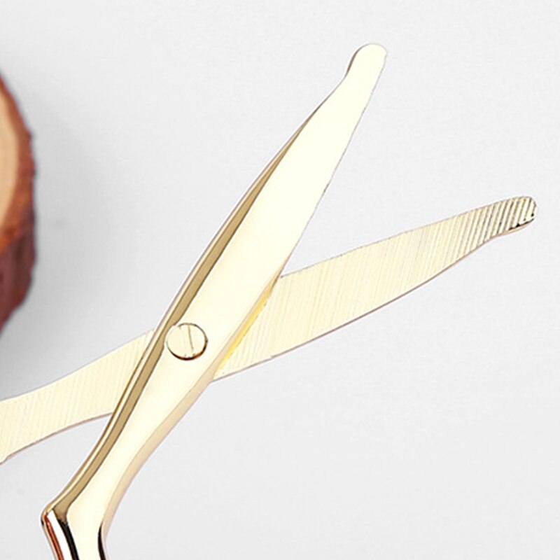 Stainless Steel Mini Portable Curved Mustache Nose Ear Hair Remover Scissor Trimmer Safety Tips Black/sliver/gold