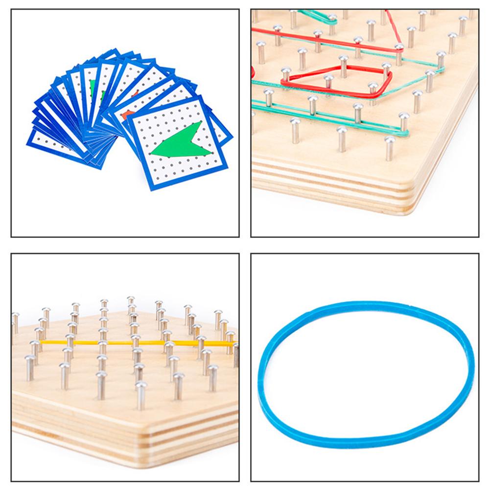Træ geoboard matematisk manipulerende materiale array blok geo board grafisk pædagogisk legetøj med 24 stk mønster kort