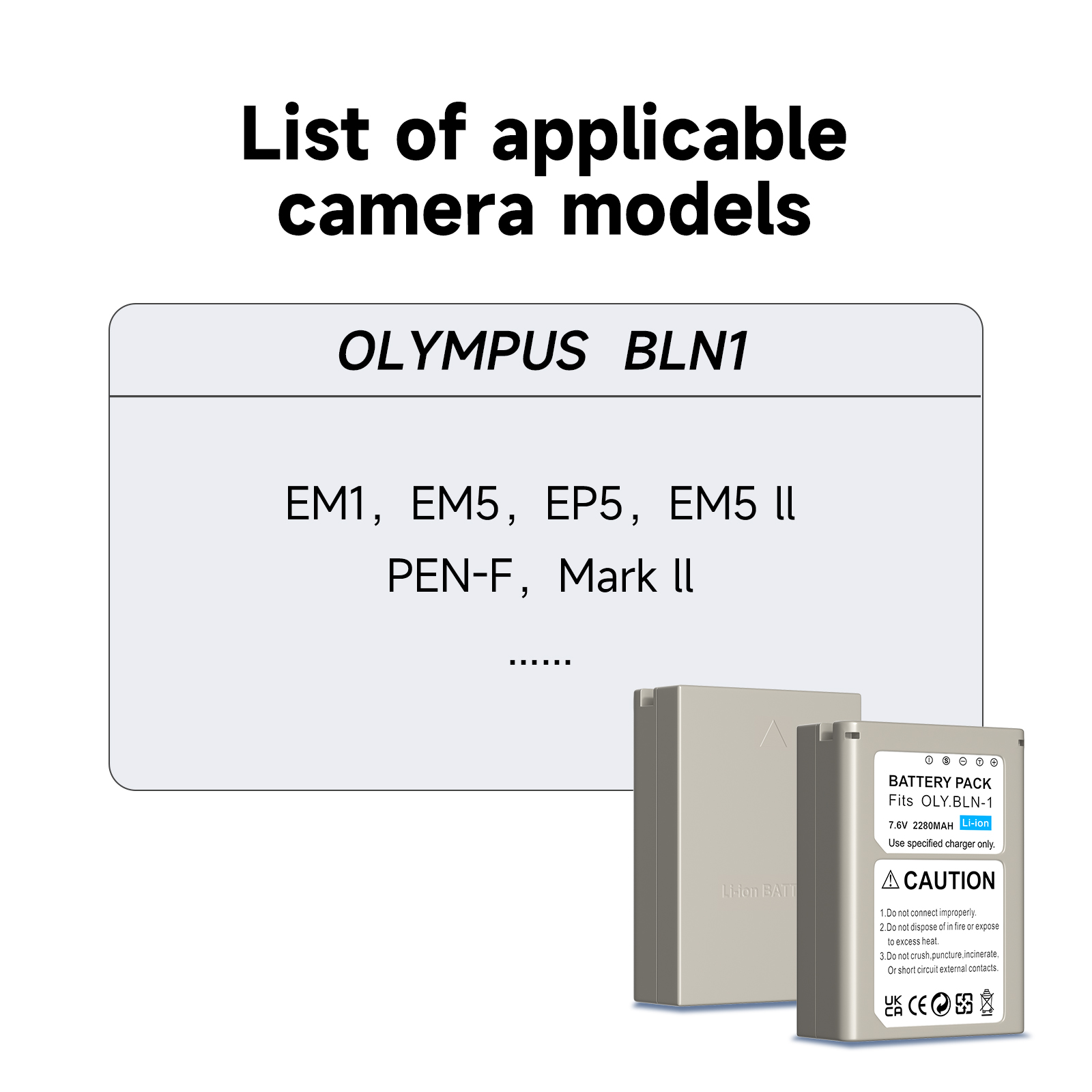 BLN-1 BLN 1 PS-BLN1 Batería con estuche de almacenamiento Cargador para Olympus OM-D E-M1, Olympus Pen F, OM-D E-M5, PEN E-P5, OM-D, HLD-6