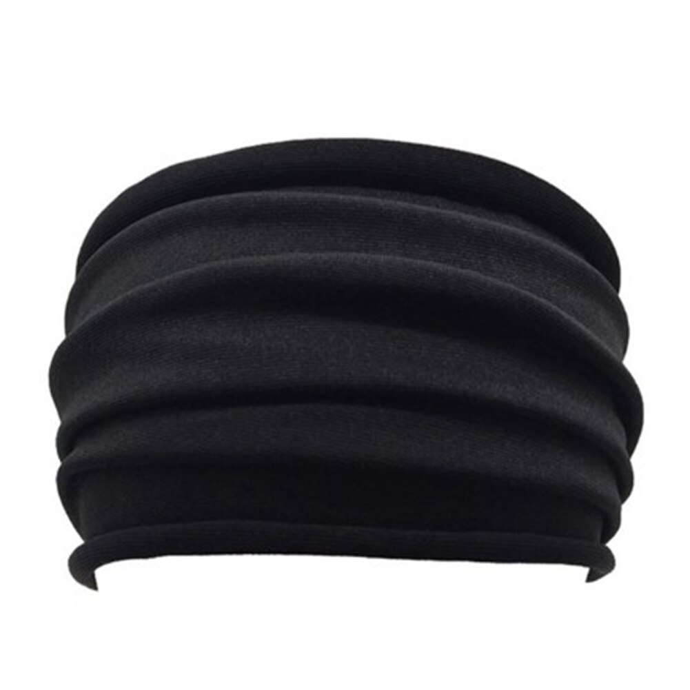 Non-Slip Elastische Vouw Yoga Hoofdband Stretch Haarband Vrouwen Wide Headwrap Effen Kleur Yoga Gym Energie Kleine Decor: black