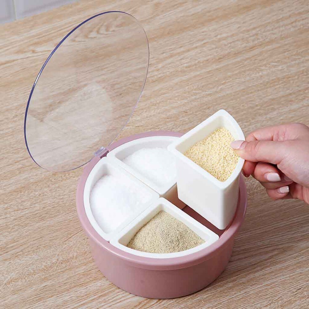 Multi-raster Kruidkruik Ronde Kruiden Doos Zout Peper Dispenser Opbergrek Kruidenrek Potten Box Storage Container Keuken tool