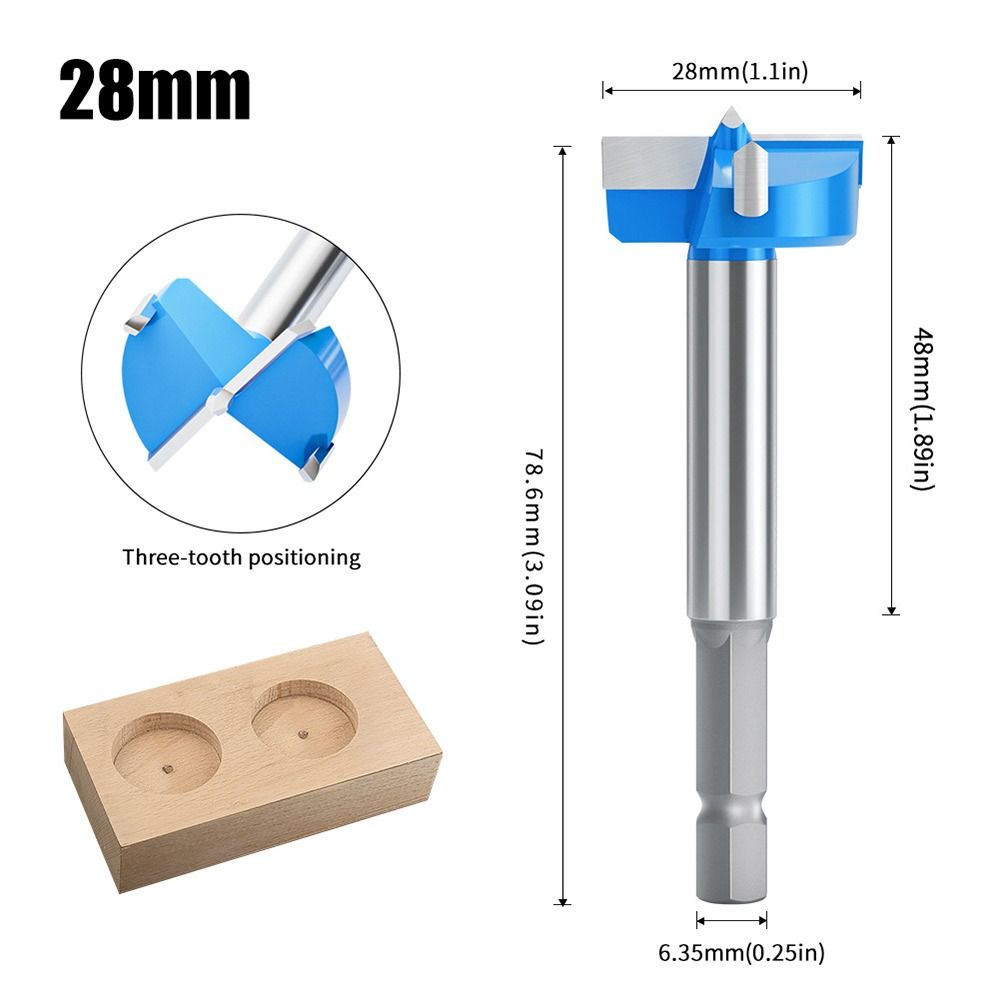 Broca de repuesto Forstner de 15-32mm, broca con punta de carburo para madera dura, juego de sierra de agujero, bisagra para carpintería, Kits de herramientas: Azul