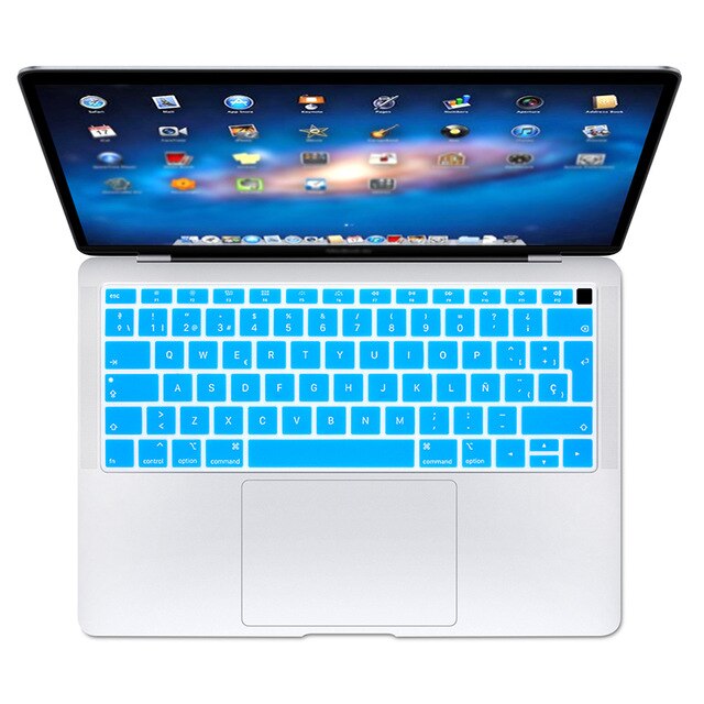 Spaans Eu Teclado Keyboard Protector Cover Beschermende Huid Voor Apple Macbook Air 13 13.3 Inch A1932 Touch id: Lake Blue