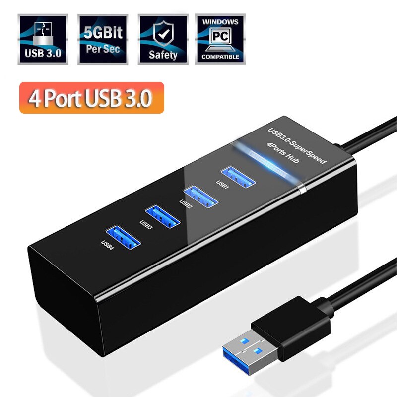 Usb Hub 3 0 Multi Usb-poort Adaptateur Voor Macbook Air Computer Accessoires 4 Poorten 5Gbps High Speed Usb splitter Ruimer Adapter