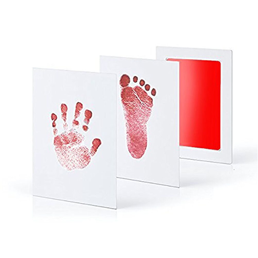 Caja de Seguridad No tóxico huellas de bebé huella No tocar la piel sin tinta almohadillas de tinta Kits para 0-6 meses, recién nacido huellas Souvenir: red