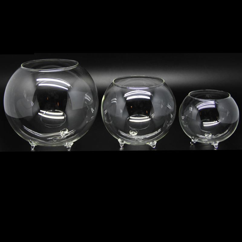 Glass Jewelry Container Aquarium Fishbowl Flower Plants Jar Home Decoration Vase Round Glass Necklace Storage Holder Stand