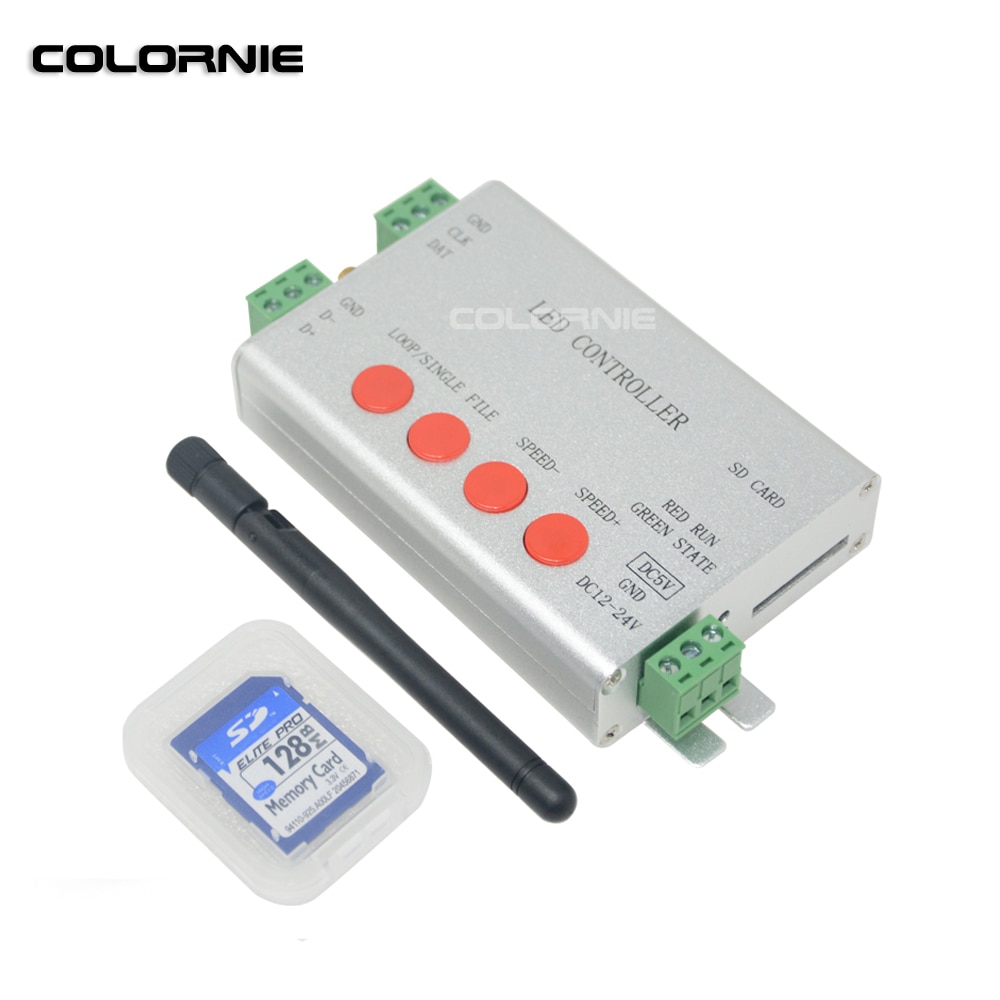 Led wifi controller  h806sb ws2811 led strip rgb controller sd card spi controller 2048 piexls  dc5-24v rgb controller