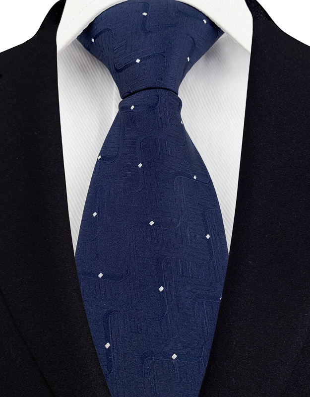 Corbata de lujo de 8CM para hombre, Color azul marino, rayas de puntos, corbata sólida para hombre, novio, corbata tejida de Jacquard para de boda de negocios: GINGER
