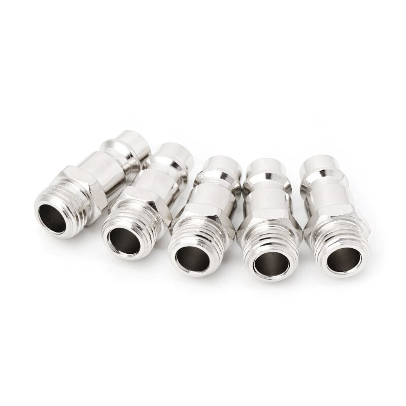 5 Pcs Euro G1/4 Male Thread Air Line Hose Fitting Connector Quick Release Tools