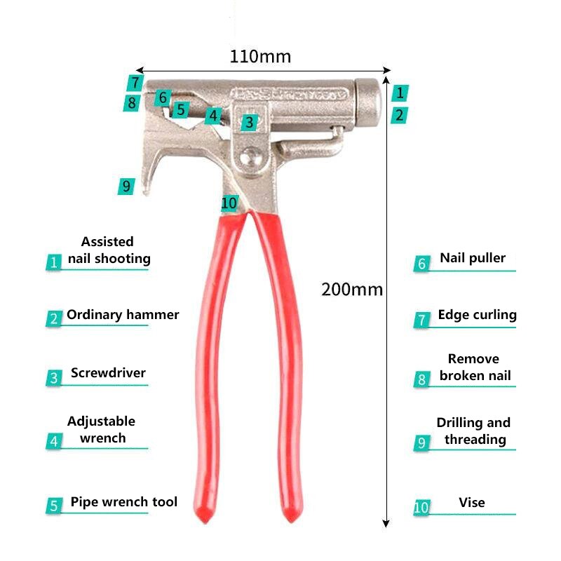 Multifunctional Hammer Manual Labor-saving Vanadium Alloy Steel Nail Hammer Pliers Wrench Home Woodworking Hand Tools