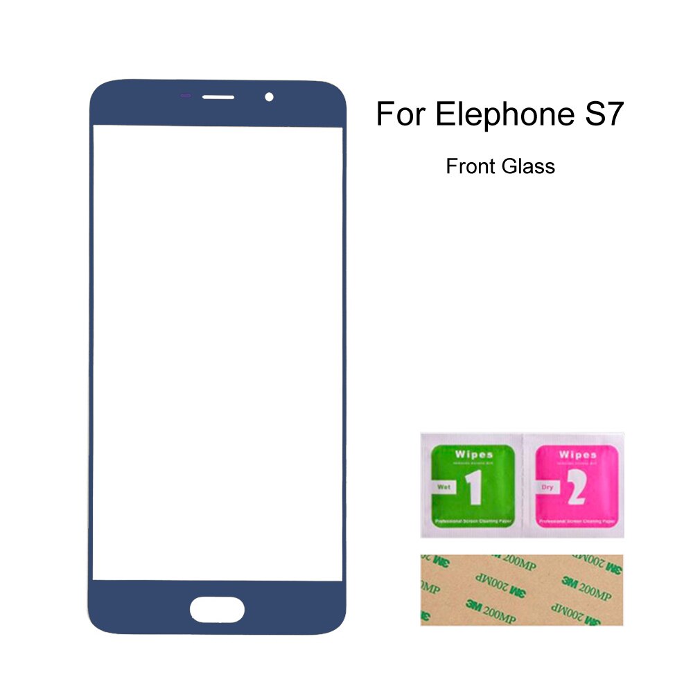 For Elephone S7 (No Touch Screen) Front Outer Glass Panel Assembly Parts With 3M Glue Wipes: Blue
