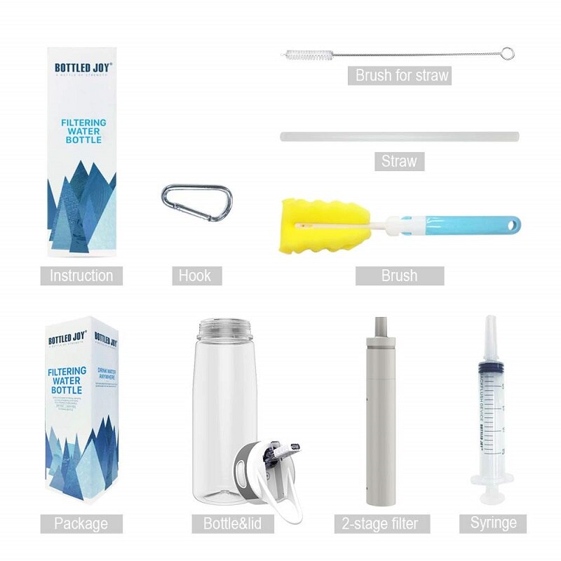 Flaske joy vandflaske med filter , 27oz vandflaske med udskifteligt 2- trins filter bpa fri hulfiber membran filter