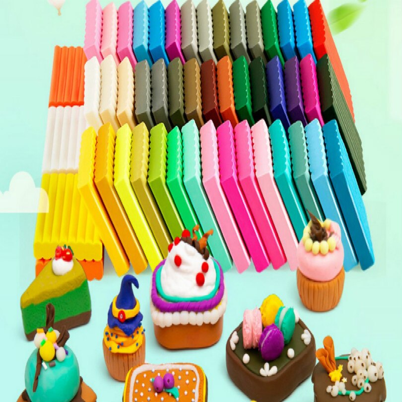 24 kleuren milieubescherming babyverzorging zachte klei snoep klei rubber polymeer klei 500g + gereedschap