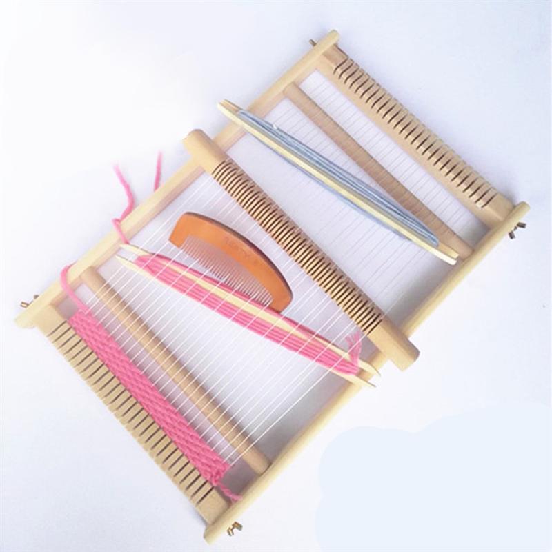 Hout Diy Hand Breien Houten Weefgetouw Speelgoed Kinderen Weven Machine Intellectuele Ontwikkeling Weefgetouw Speelgoed (Willekeurige Kleur Van Wol)