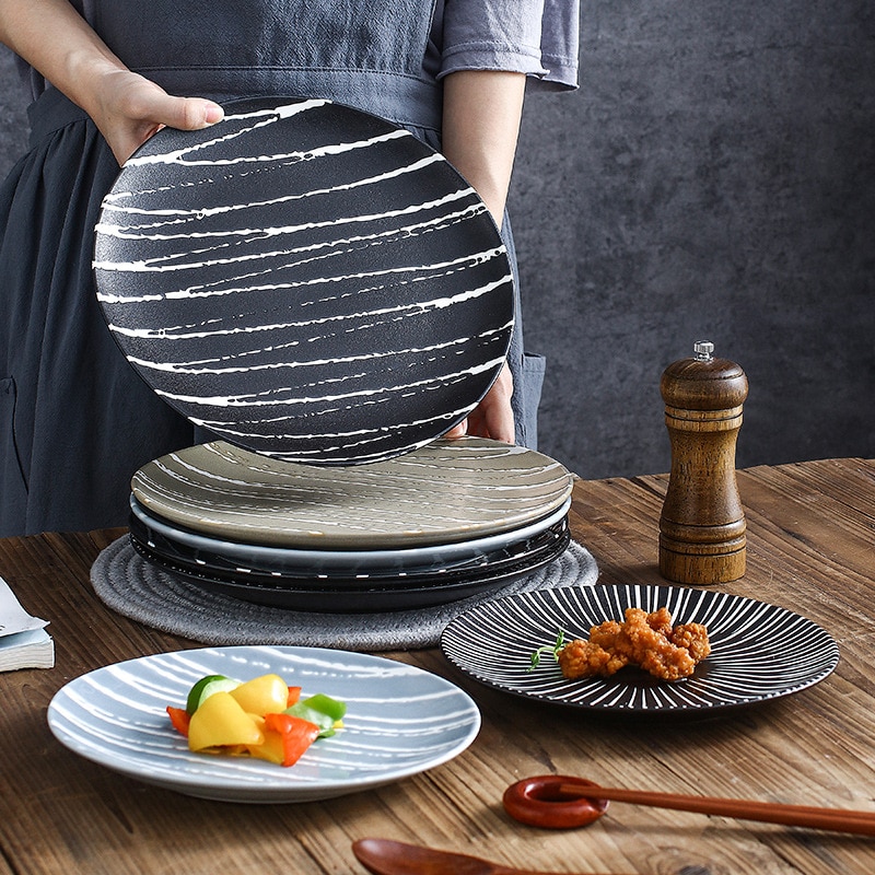 Europese Relief Stijl Diner Platen Eetkamer Plaat Portie Schotel Ronde Plaat Cake Lade Westerse Steak Ronde Lade Keuken Plaat ZH632
