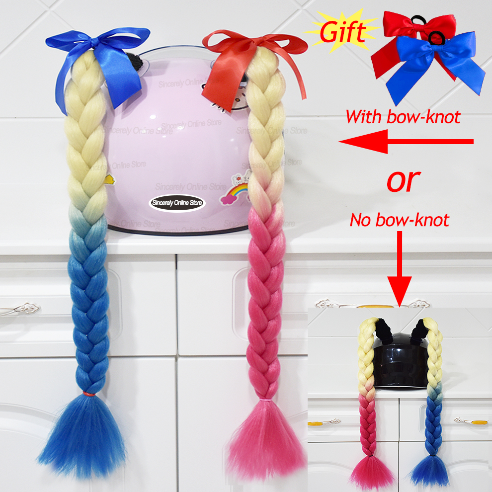 fake braid for motorcycle helmet Psc Pigtail Ponytail Bicycle Braids Hair Tails Any Helmets Decorations Cup Reusable : Sports & Outdoors quality synthetic fibers that maintain their shape RONGXG Motorcycle Helmet Braid Detachable