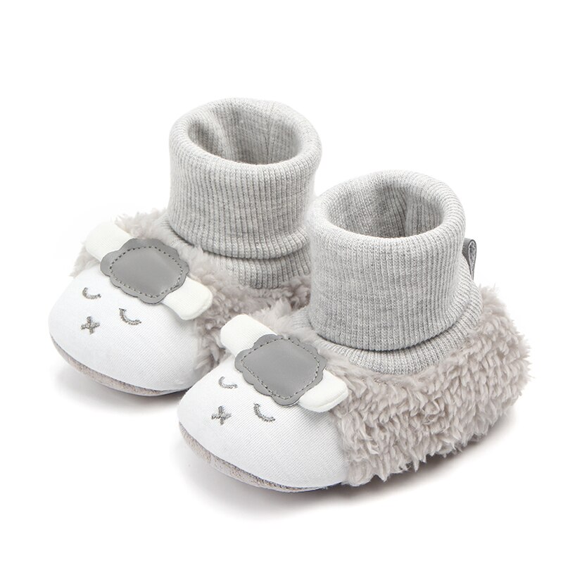 Emmababy Winter Mode Pasgeboren Baby Baby Katoenen Schoenen Cartoon Dier Sokken Booties Zachte Slipper Laarzen: Grijs / 6 to 8 Months