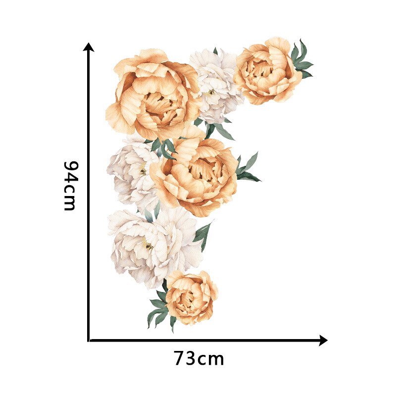 73x94cm Pink Peony Flower Wall Stickers Romantic Flowers Home Decor for Bedroom Living Room DIY Vinyl Wall Decals Christmas: Yellow