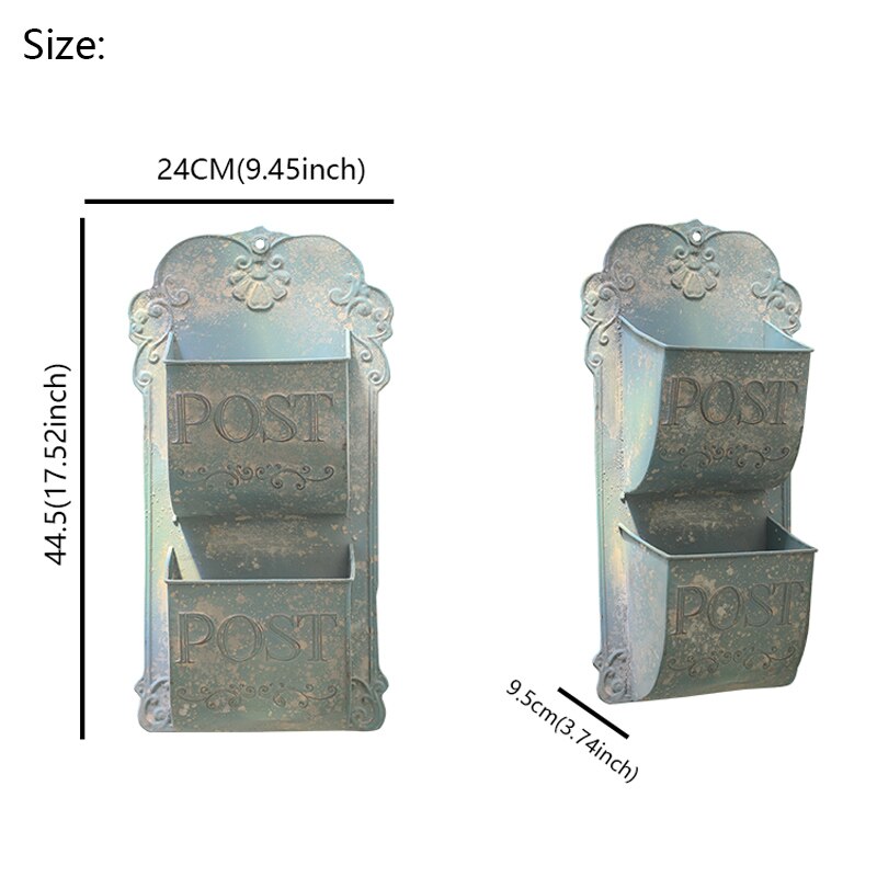 Outdoor Wall Mounted Mailbox Metal Letter Box French Rural Style Wind Storage Box Home Decoration Leaving Message