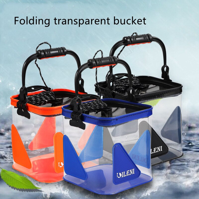 20cm 24cm 30cm 35cm Foldable transparent fishing bucket portable folding bucket car washing bucket children outdoor fishing