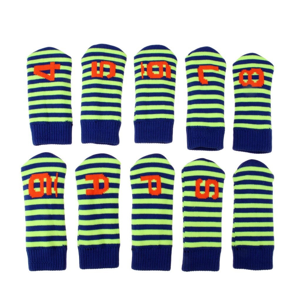 10 Pieces Knitted Golf Iron Head Cover Set Club Putter Headcovers