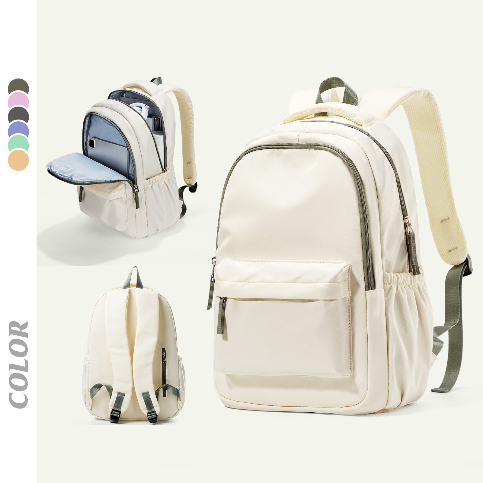 Mochila sencilla de viaje para mujer, bolso de hombro para adolescentes, mochila escolar de viaje de negocios, bolso para ordenador portátil, paquete al aire libre, nueva: green