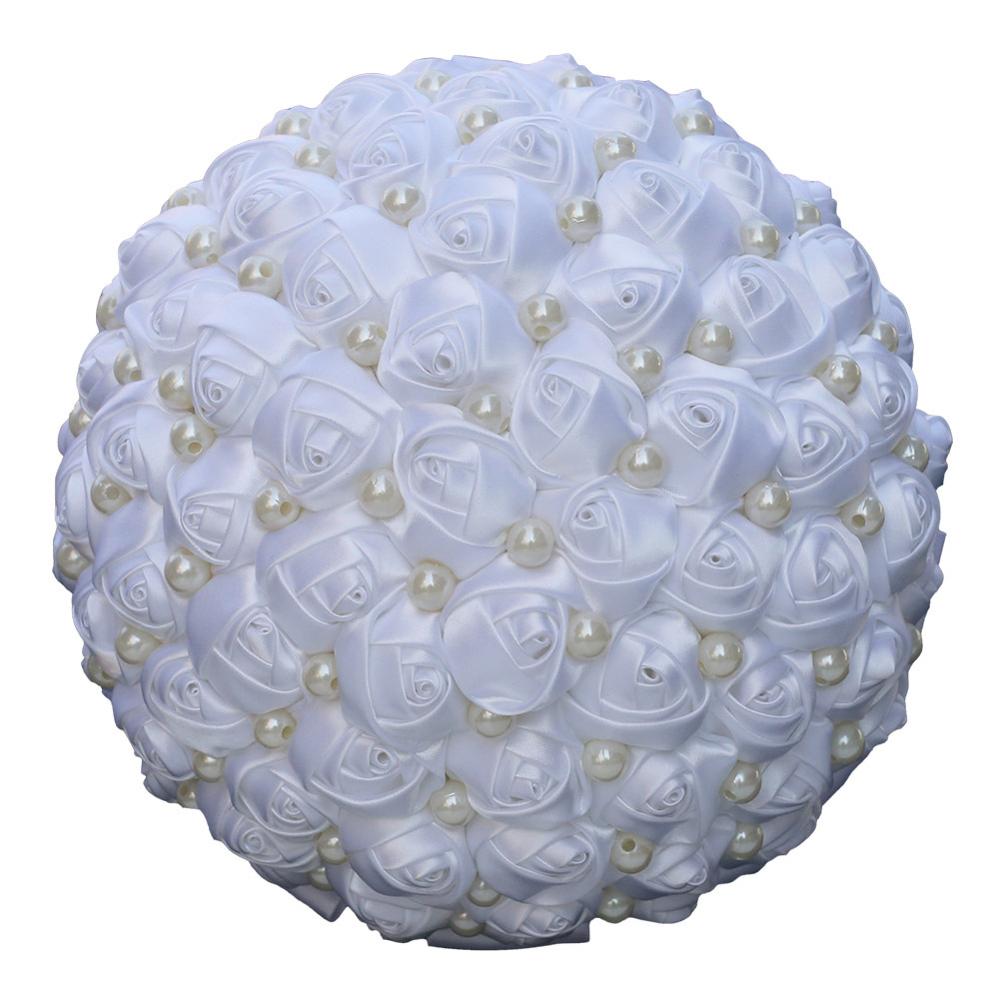 16styles white wedding bride holding flowers artificial bouquet ribbon rhinestone pearl bouquet decoration bride groom dance: Style 16