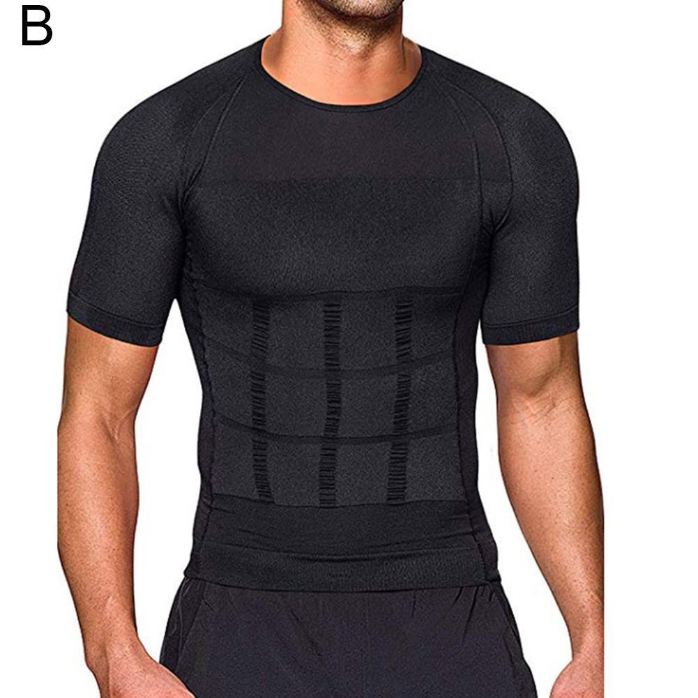 Mannen Afslanken Shaper Houding Vest Mannelijke Buik Buik Voor Corrector Compressie Body Building Fat Burn Borst Tummy Shirt Corset: B / S
