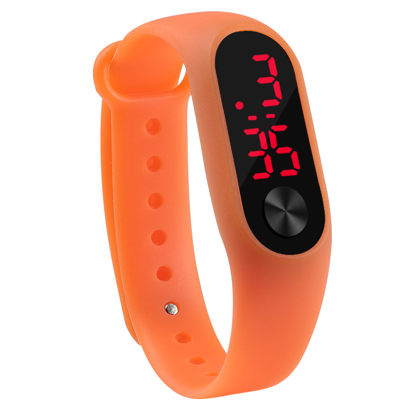 Ich bin Freien Einfache Sport rot LED Digital Armbinde Uhr Männer Frauen Bunte Silikon Uhren freundlicher freundlicher Armbanduhr: Orange