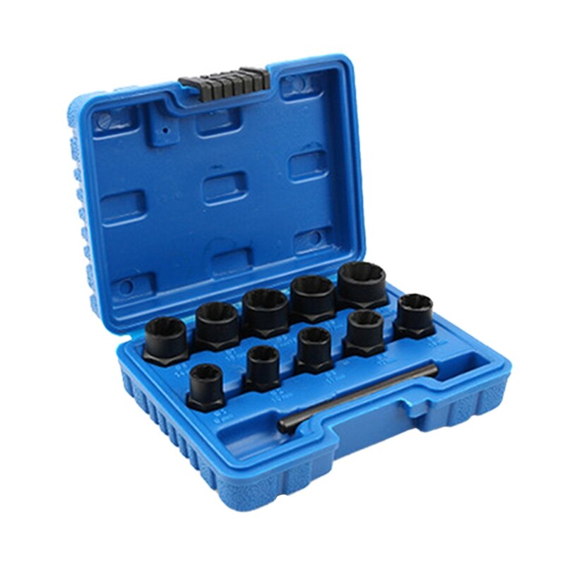 Impact Damaged Bolt Nut Screw Remover Extractor Socket Tool Kit Removal Set