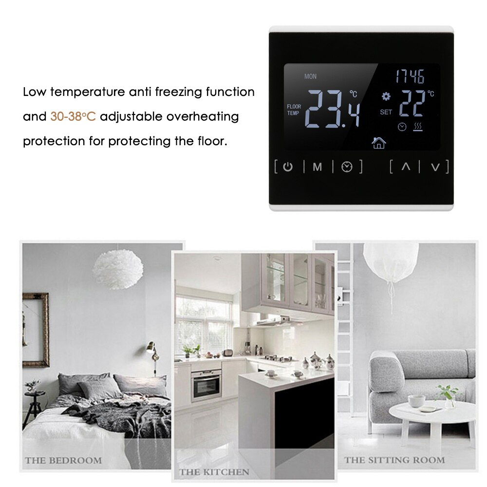 Multifunctional LCD Touched Screen Intelligent Thermostat Electric Floor Heating Thermostat Home Temperature Controller
