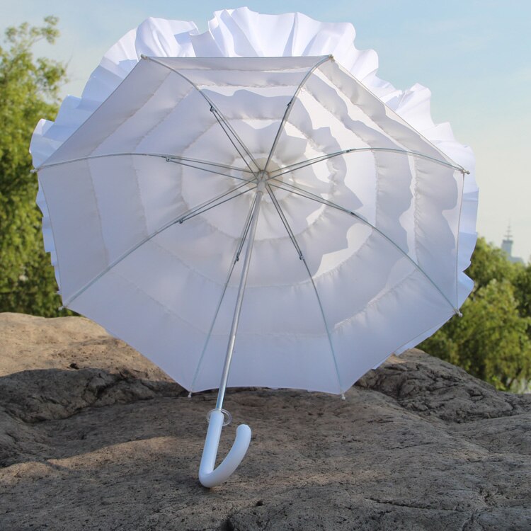 Freies freundlicher Mädchen Weiß Rüschen Cancan Sonnenschirm Rüschen Regenschirm