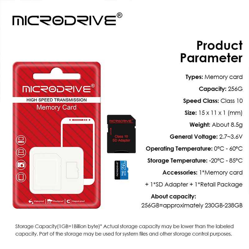 Micro Mini SD Card 4GB 8GB 16GB 32GB 64gb 128gb 256gb Class 10 U3 High Speed Memory Card for Phone / Tablet / Camera / DVR