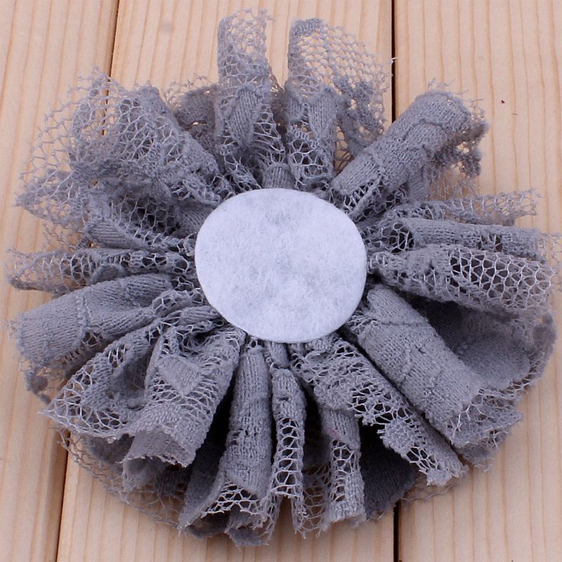 5 teile/los 7 cm 15 farben Ausgefranste Mesh Spitze Blumen Mit Perle Für Haar Zubehör Shabby Künstliche Stoff Blumen Für stirnbänder